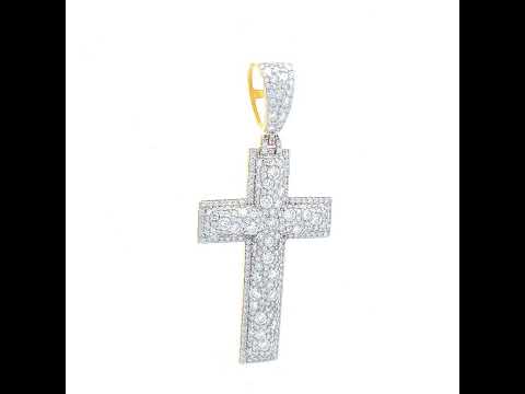 925 Sterling Silver Yellow-Tone Unisex Moissanite Cross Religious Pendant