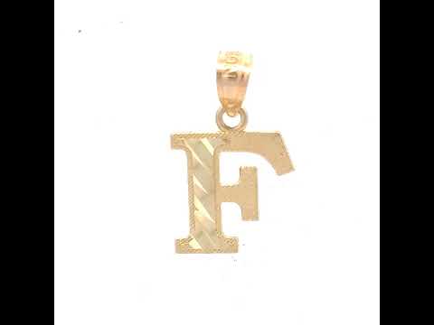 10K Two-Tone Gold Unisex Diamond-Cut Initial F Charm Pendant