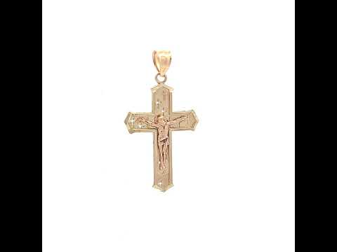 10K Two-Tone Gold Unisex Crucifix Cross Religious Charm Pendant
