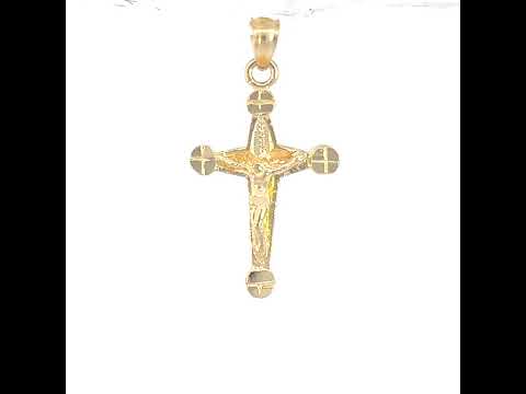 10K Yellow Gold Womens Mens Unisex Jesus Crucifix Cross Religious Charm Pendant