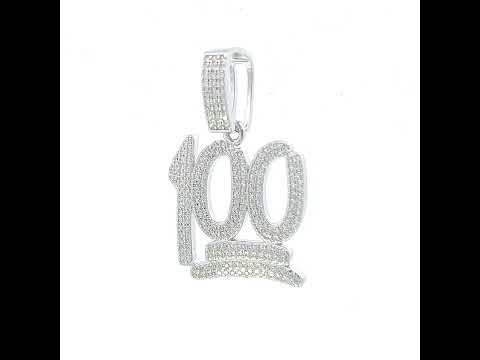 925 Sterling Silver Mens 0.94ct Moissanite Score 100 Fashion Charm Pendant