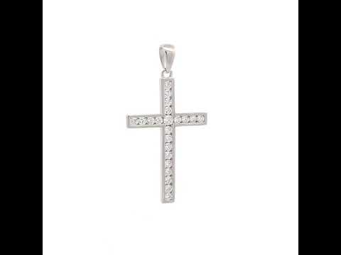 925 Sterling Silver Unisex Cubic-Zirconia Cross Religious Charm Pendant