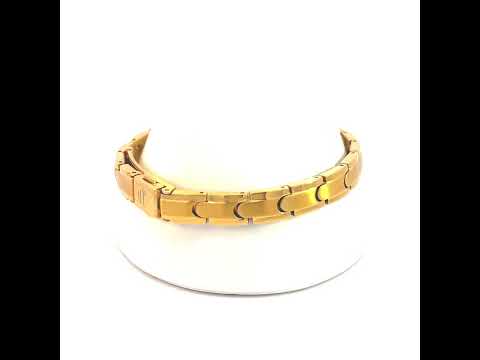 Stainless Steel Yellow-tone Mens Fashion Bracelet Size 8.5 Inches