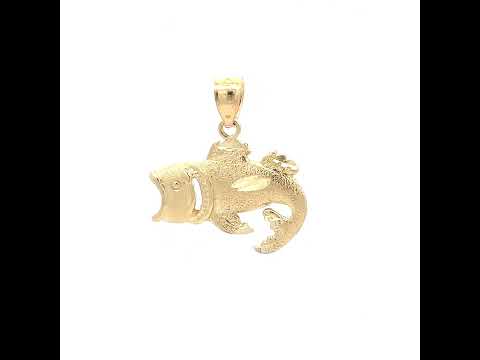 10K Yellow Gold Womens Fish Animal Charm Pendant