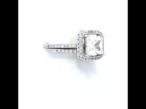 925 Sterling Silver Womens Round Princess-cut 0.38ct, 1.20ct Moissanite Fashion Wedding/Engagement Duo Ring Set Ring Size 7