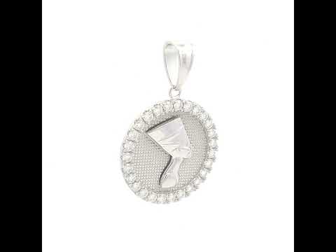 925 Sterling Silver Mens 2.30ct Moissanite Nefertiti Egyptian Charm Pendant