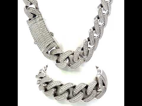 925 Sterling Silver Unisex 9.41ct Moissanite Miami Cuban Bracelet 17mm 9 Inches