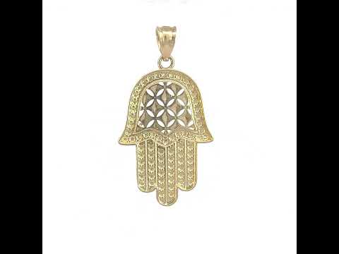 10K Yellow Gold Unisex Hamsa Symbol Religious Charm Pendant