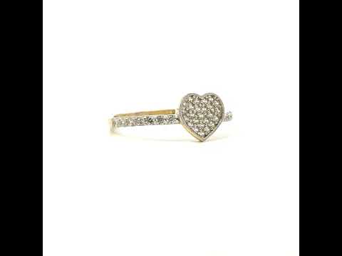 10K Two-tone Gold Women Cubic-Zirconia Heart Ring