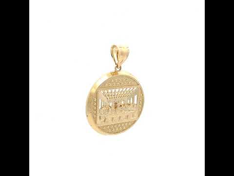 10K Yellow Gold Mens Last Supper Religious Charm Pendant