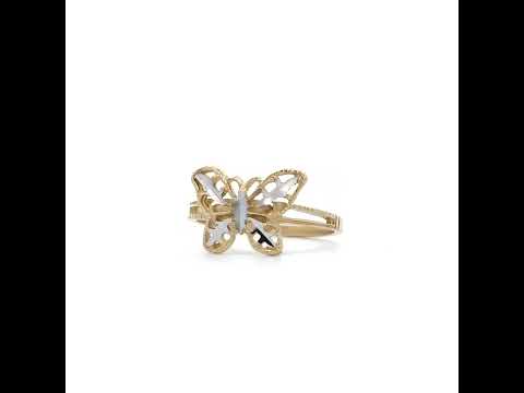10K Two-tone Gold Womens Butterfly Fashion Ring