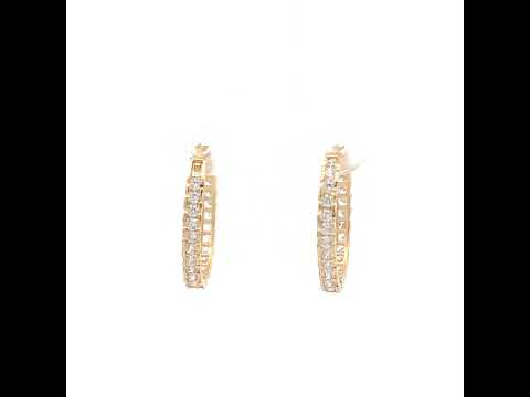14K Gold Cubic Zirconia Hoop Earings