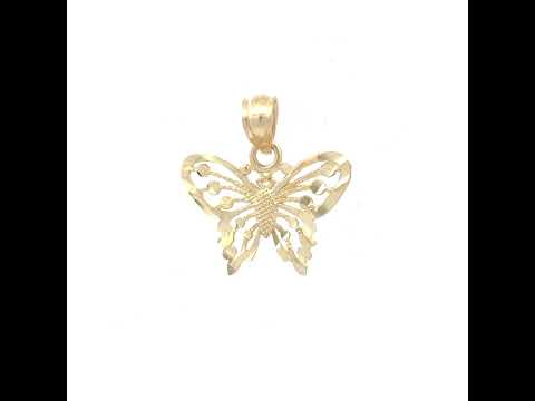 10K Yellow Gold Diamond-Cut Womens Butterfly Animal Charm Pendant