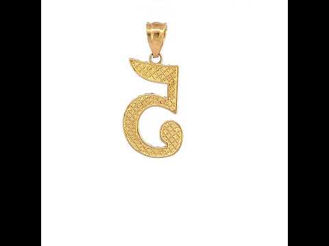 10K Yellow Gold Unisex Number 5 Charm Pendant