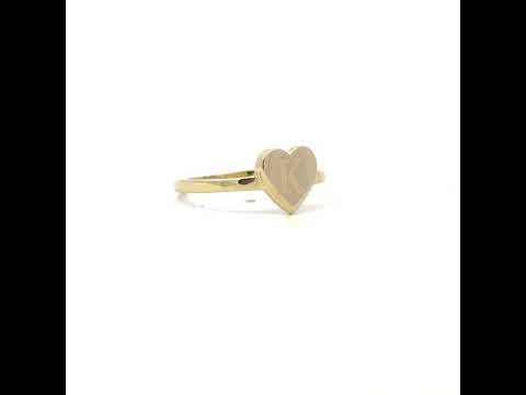 10K Yellow Gold Womens Heart Initial Alphabet K Ring