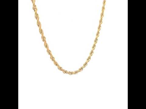 Yellow Stainless Steel Unisex 3mm 16 Inches Rope Fashion Chain Necklace