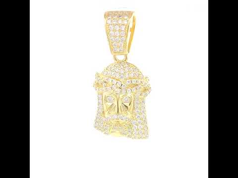 925 Sterling Silver Yellow-tone Mens 0.69ct Moissanite Jesus Religious Charm Pendant