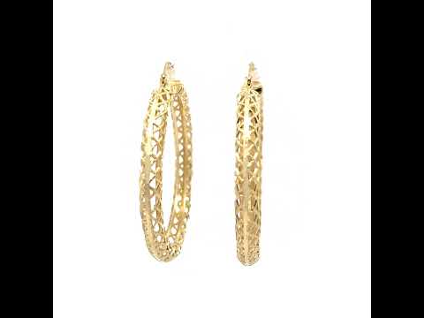 10K Yellow Gold Womens Hollow Round Hoop Earrings