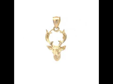 10K Yellow Gold Womens Mens Unisex Deer Head Charm Pendant