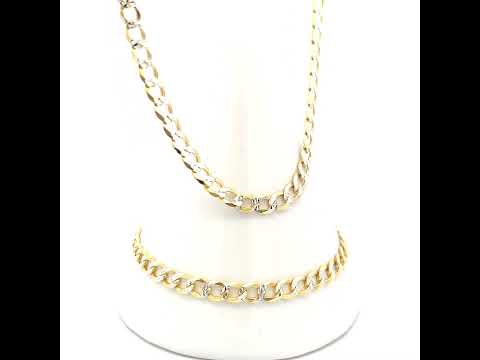 925 Silver Solid Super Flat Cuban Chain Two-tone 5.2mm-22