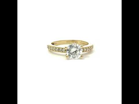 10K Yellow Gold Womens Cubic-Zirconia Engagement Ring