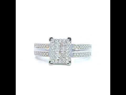 925 Sterling Silver Womens Princess-cut Round Cubic-Zirconia Fashion Engagement Ring Size 7