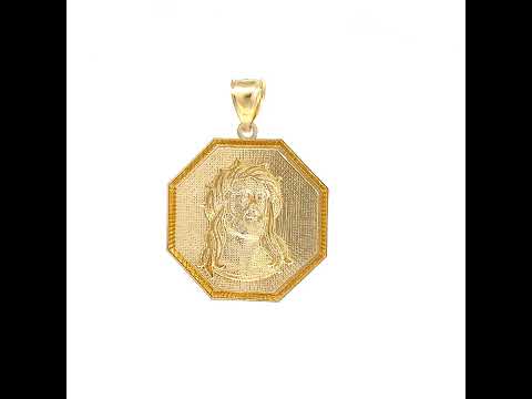 10K Two-tone Gold Mens Jesus Religious Charm Pendant