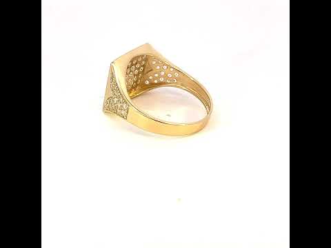 10K Yellow Gold Mens Cubic-Zirconia Square Head Fashion Ring