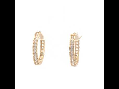 14K Gold Cubic Zirconia Hoop Earings