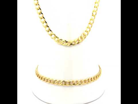 925 Silver Solid Super Flat Cuban Chain Yellow 4.2mm