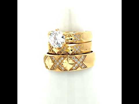 14K Gold Cubic Zirconia Trio Ring
