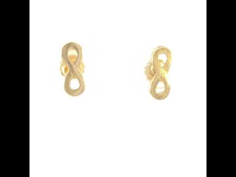 10K Yellow Gold Womens Infinity Love Stud Earrings