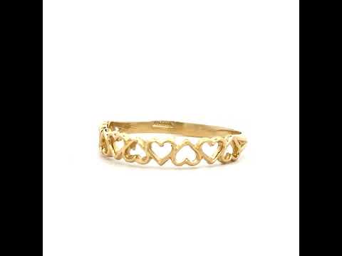 10K Yellow Gold Womens Love Multi Hearts Ring