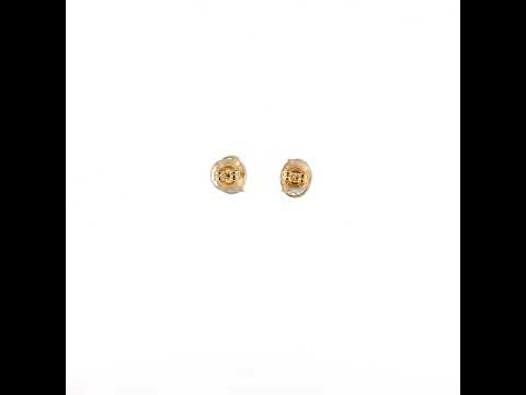 10K Yellow Gold Womens Blue White Oval Round Cubic-Zirconia Oval Fashion Stud Earrings
