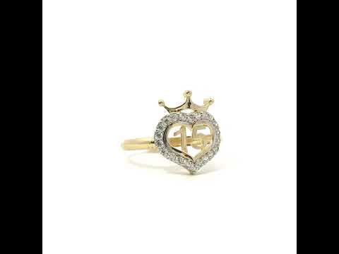 10K Yellow Gold Women Cubic-Zirconia Heart 15 Quinceanera Ring