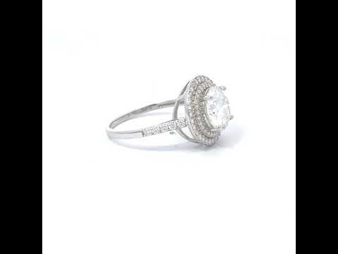 925 Sterling Silver Womens Moissanite Halo Engagement Ring Size 6
