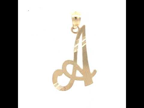 10K Yellow Gold Unisex Diamond-Cut Initial A Charm Pendant
